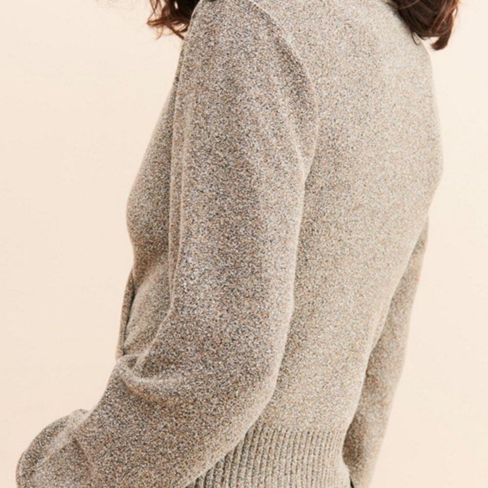 Free People Going For Gold Faux Wrap Sweater women’s sz Large new nwt - Picture 14 of 16